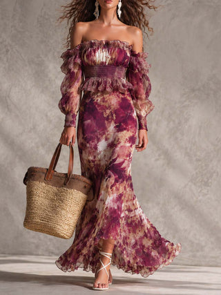 ROSE | PINK FLORAL MAXI DRESS FOR WOMEN