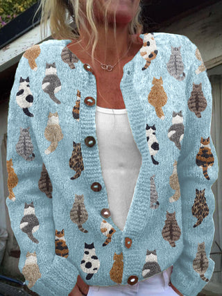KLARA | COZY CAT PRINT CARDIGAN FOR WOMEN