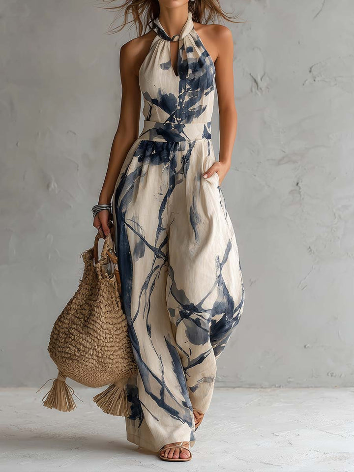 HALTER | NECK INK WASH JUMPSUIT FOR WOMEN