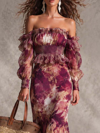 ROSE | PINK FLORAL MAXI DRESS FOR WOMEN