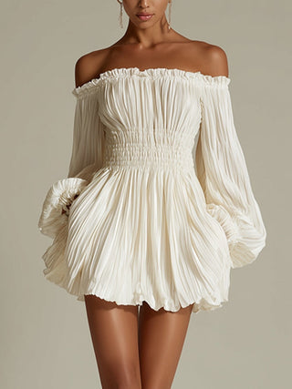 LISBET | OFF-SHOULDER PLEATED MINI DRESS FOR WOMEN