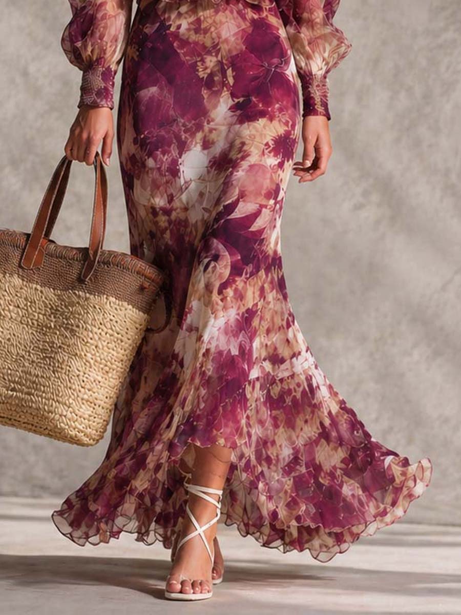 ROSE | PINK FLORAL MAXI DRESS FOR WOMEN
