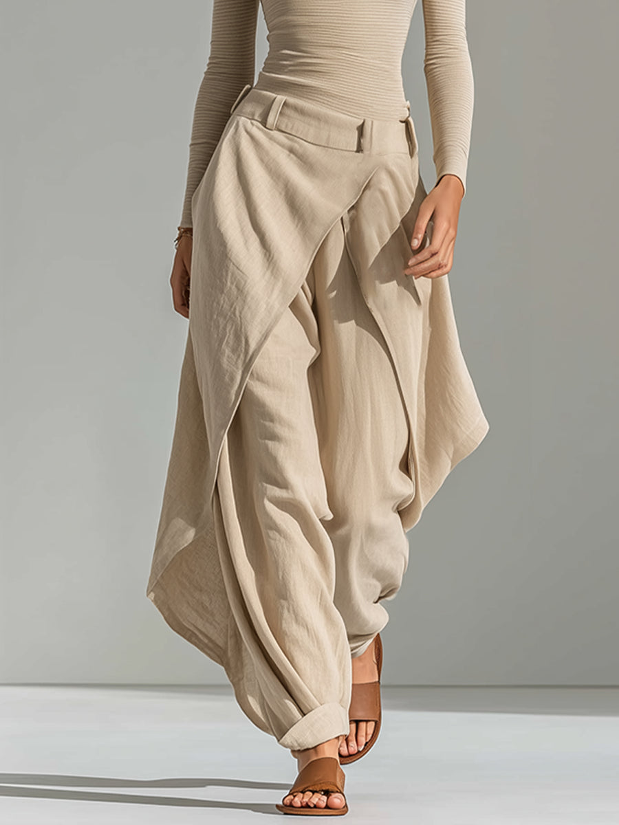 ADELE | BEIGE BOAT-NECK WIDE-LEG SET FOR WOMEN