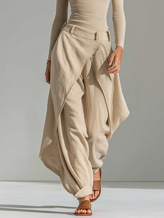 ADELE | BEIGE BOAT-NECK WIDE-LEG SET FOR WOMEN