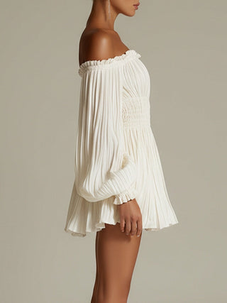 LISBET | OFF-SHOULDER PLEATED MINI DRESS FOR WOMEN