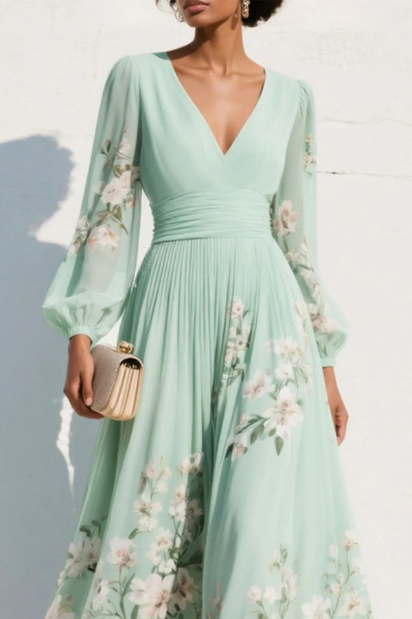 ELODIE | FLORAL V-NECK MAXI DRESS FOR WOMEN