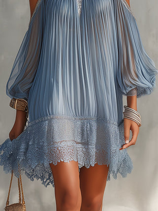 FIONA | BLUE OFF-SHOULDER MINI DRESS FOR WOMEN