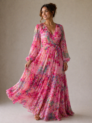 GRETA | WRAP FLORAL PRINT DRESS FOR WOMEN