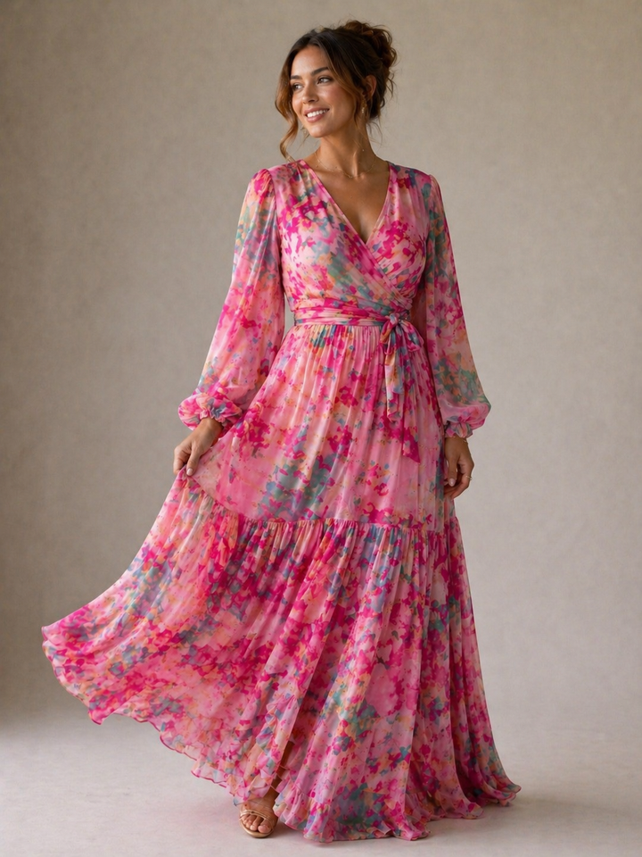 GRETA | WRAP FLORAL PRINT DRESS FOR WOMEN
