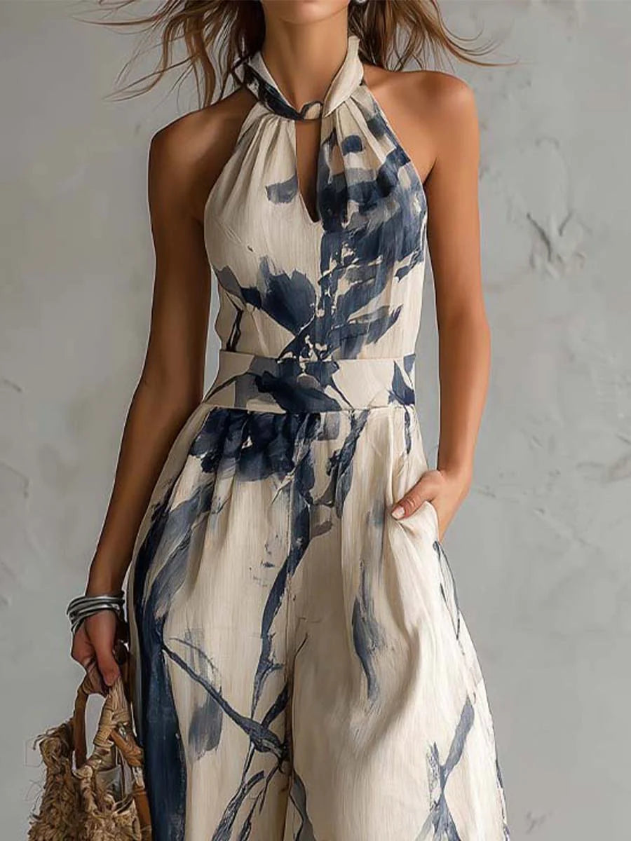 HALTER | NECK INK WASH JUMPSUIT FOR WOMEN