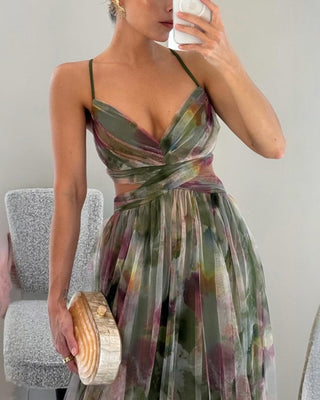 CAMILLA | WATERCOLOR CHIFFON MAXI DRESS FOR WOMEN