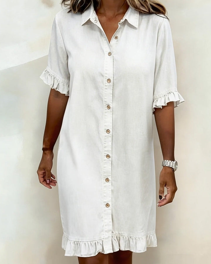 NANNA | RUFFLE SLEEVE DENIM DRESS FOR WOMEN