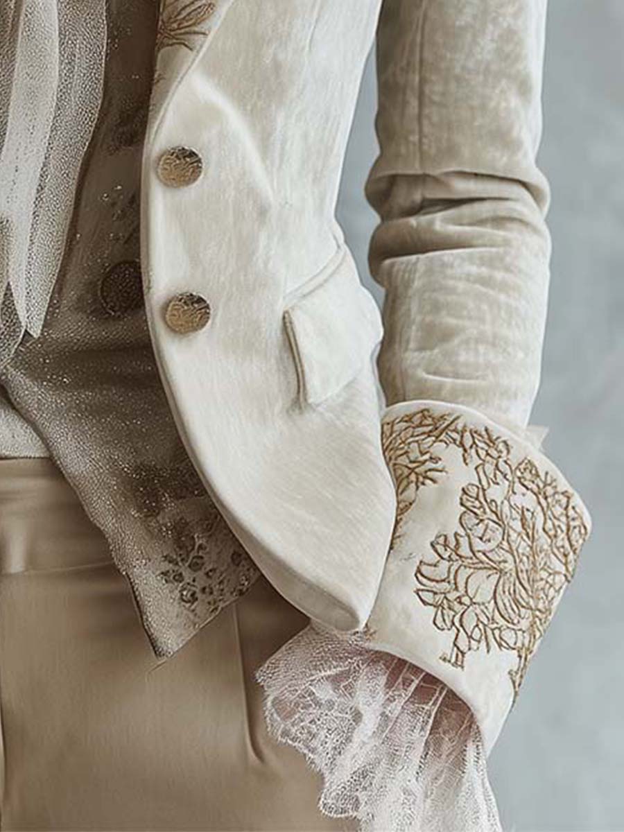 CONSTANCE | IVORY EMBROIDERED BLAZER FOR WOMEN