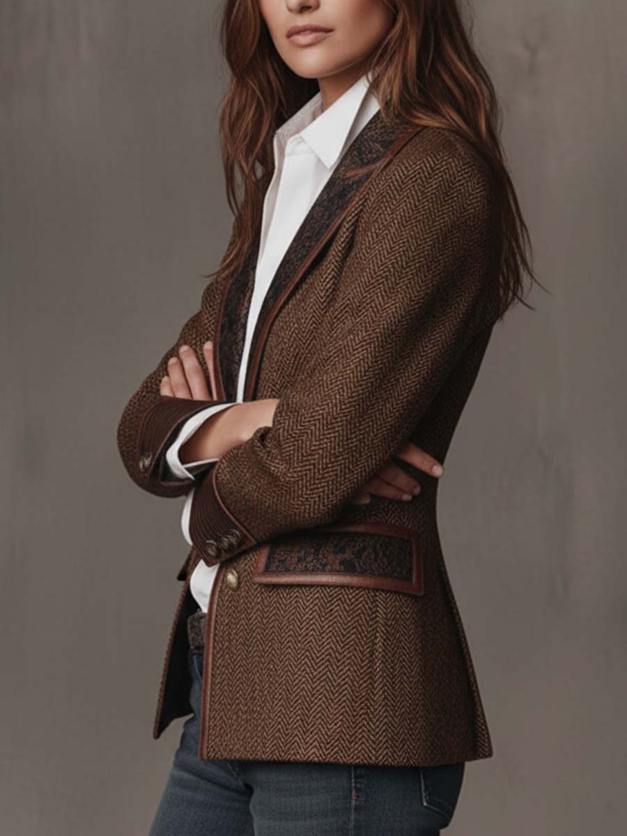ROSALIND | CHEVRON PRINT PANEL BLAZER FOR WOMEN
