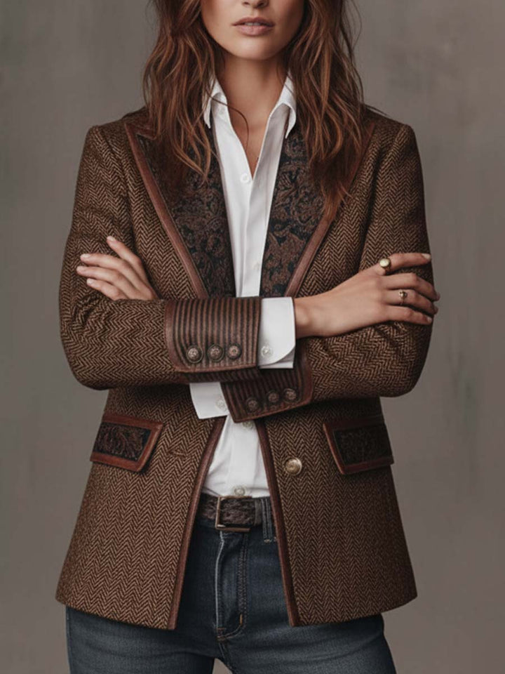 ROSALIND | CHEVRON PRINT PANEL BLAZER FOR WOMEN
