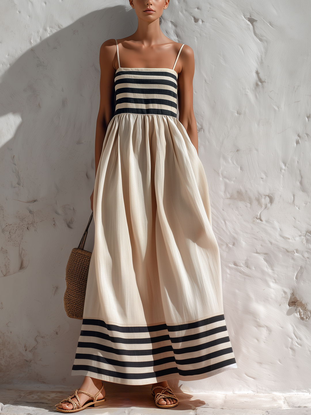LUNA | STRIPED BODICE MAXI DRESS FOR WOMEN