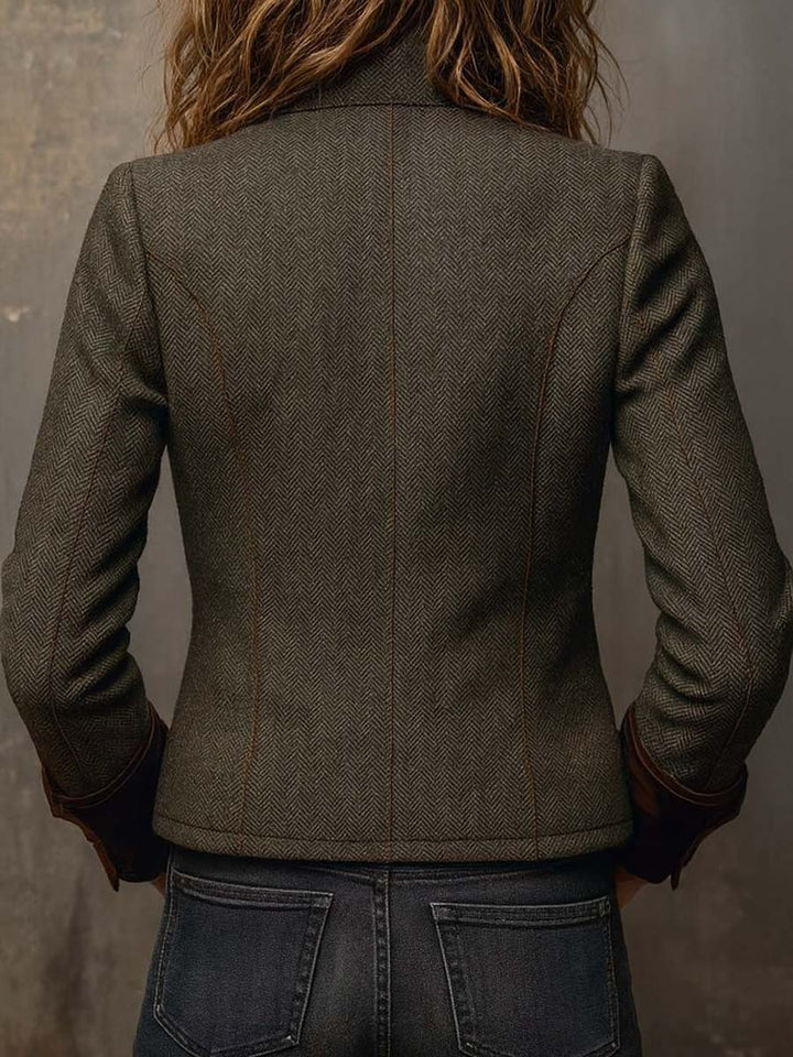 HONORINE | VINTAGE CHEVRON CONTRAST-TRIM BLAZER FOR WOMEN
