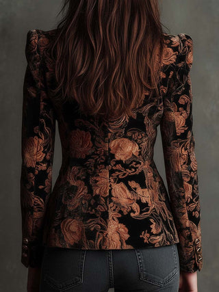BERTILLE | BLACK BRONZE FLORAL BLAZER FOR WOMEN