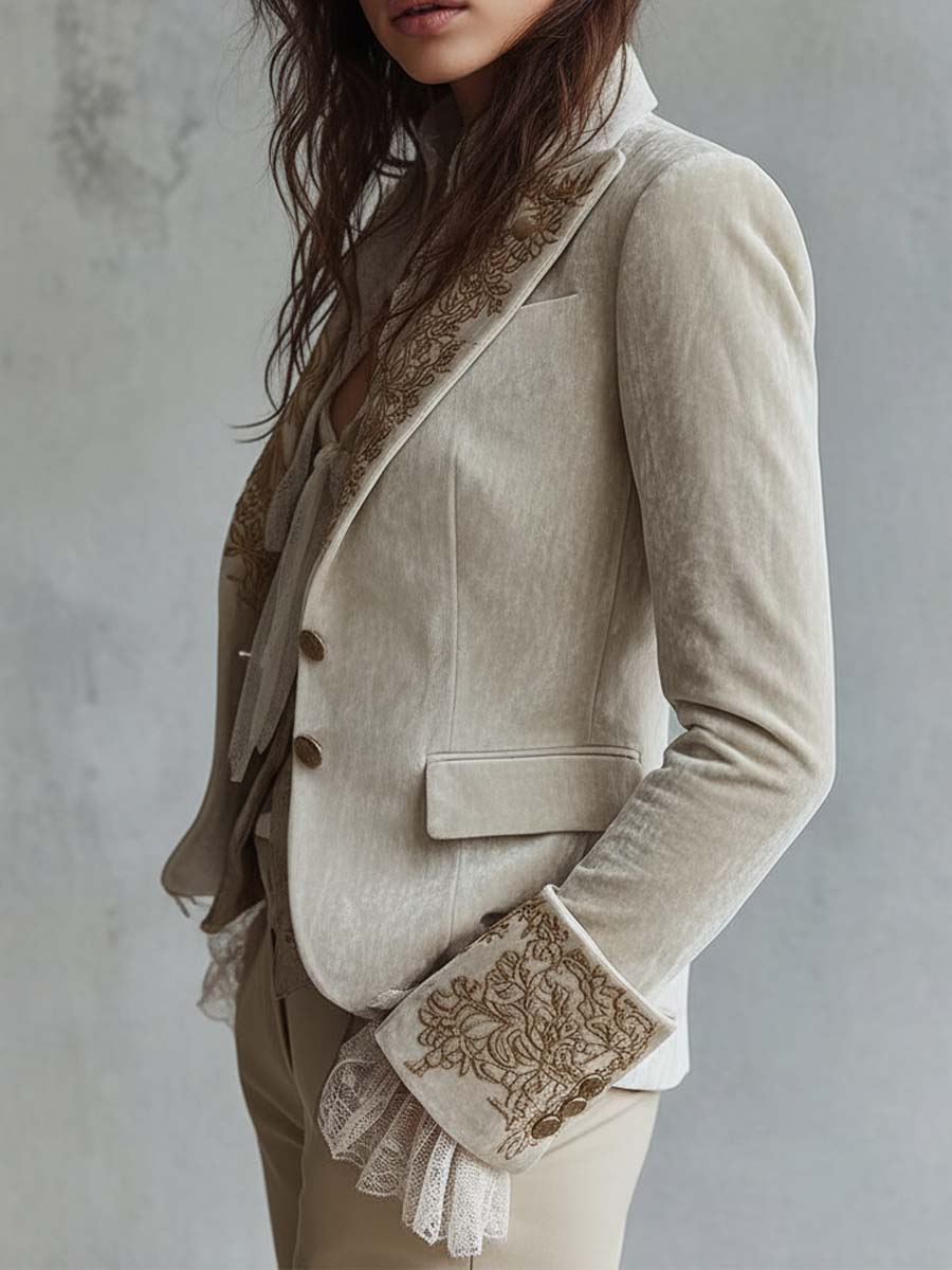 CONSTANCE | IVORY EMBROIDERED BLAZER FOR WOMEN