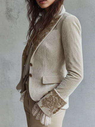 CONSTANCE | IVORY EMBROIDERED BLAZER FOR WOMEN