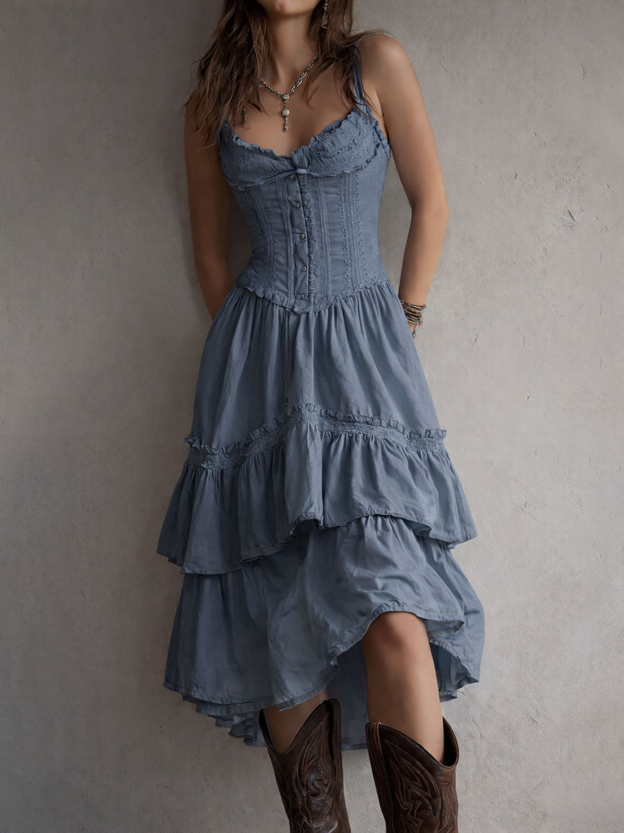 RETRO | BOHO TIERED MIDI DRESS FOR WOMEN