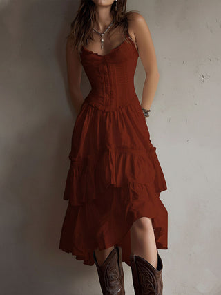 RETRO | BOHO TIERED MIDI DRESS FOR WOMEN