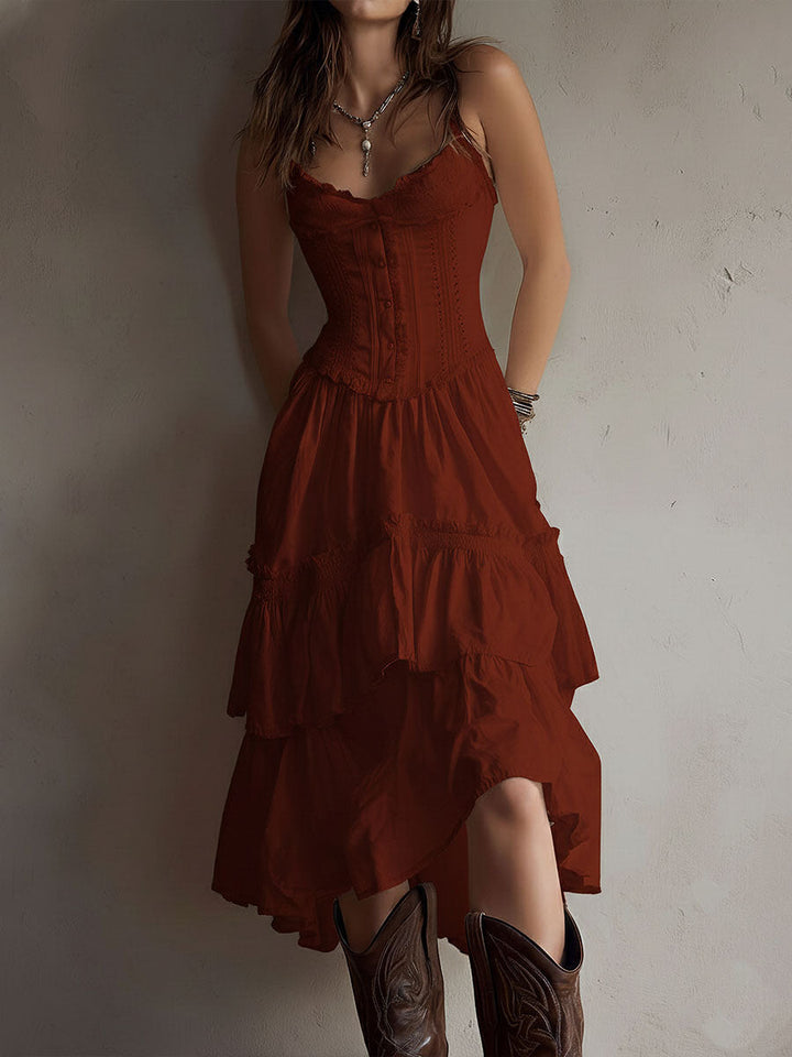 RETRO | BOHO TIERED MIDI DRESS FOR WOMEN
