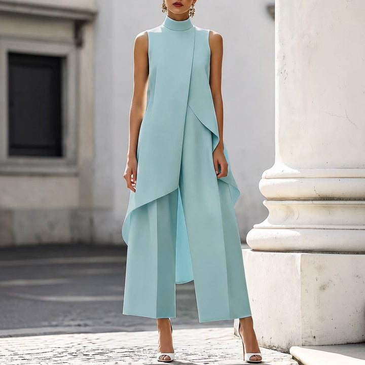 VALENTINA | HIGH-NECK DRAPED JUMPSUIT FOR WOMEN