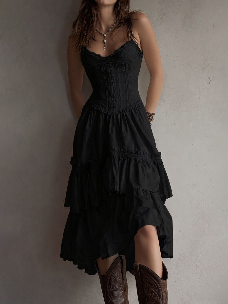 RETRO | BOHO TIERED MIDI DRESS FOR WOMEN