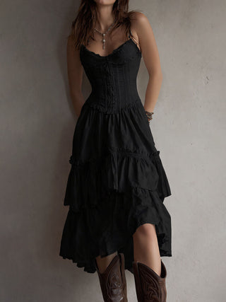 RETRO | BOHO TIERED MIDI DRESS FOR WOMEN