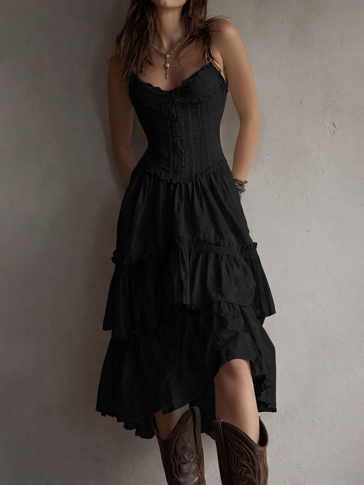 RETRO | BOHO TIERED MIDI DRESS FOR WOMEN