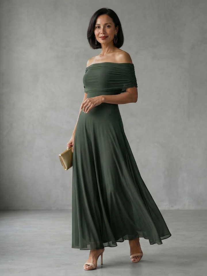 JUNE | OFF DRAPED MIDI DRESS FOR WOMEN