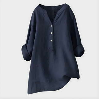HANNA | COTTON-LINEN V-NECK BLOUSE FOR WOMEN