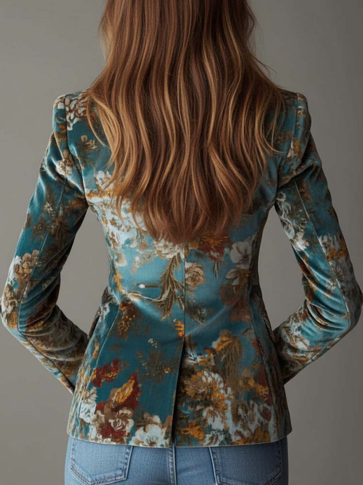 ODETTE | VINTAGE VELVET FLORAL BLAZER FOR WOMEN