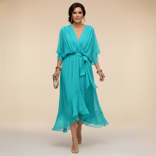 DAGMAR | V-NECK MIDI DRESS FOR WOMEN