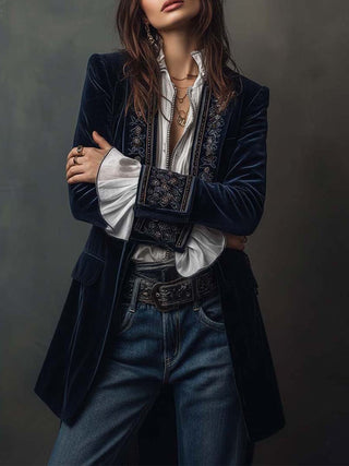 VERONIQUE | LONG EMBROIDERED VINTAGE JACKET FOR WOMEN