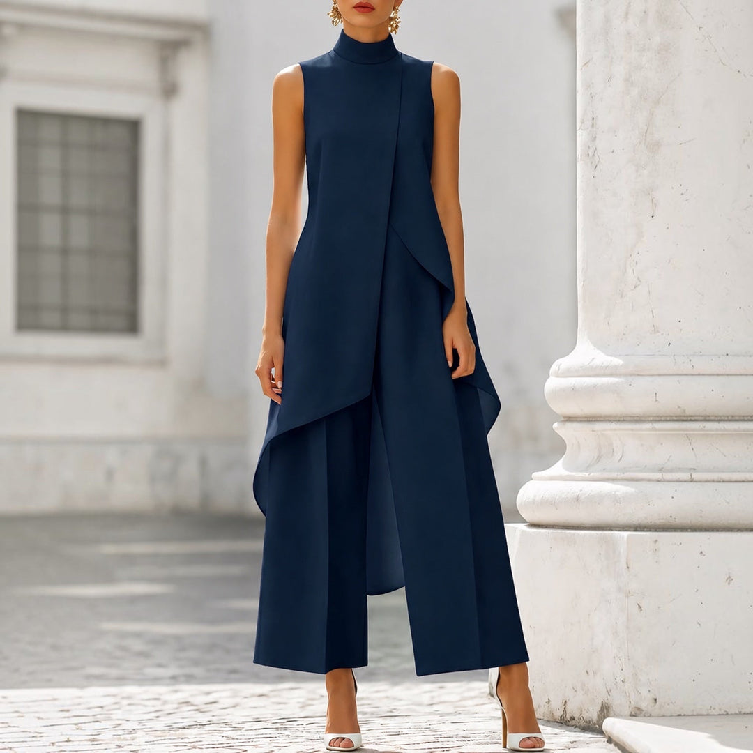 VALENTINA | HIGH-NECK DRAPED JUMPSUIT FOR WOMEN