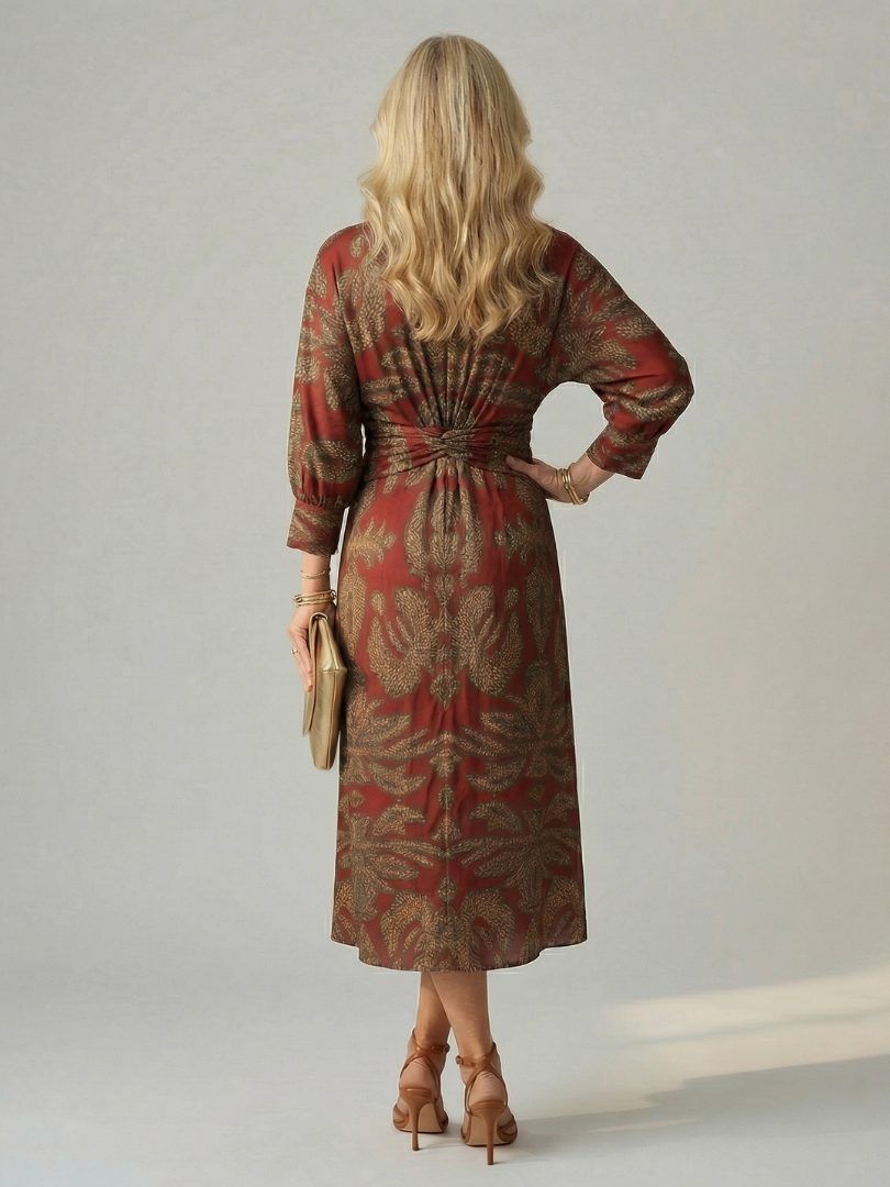 LUNE | NATURAL WRAP MIDI DRESS FOR WOMEN