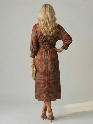 LUNE | NATURAL WRAP MIDI DRESS FOR WOMEN