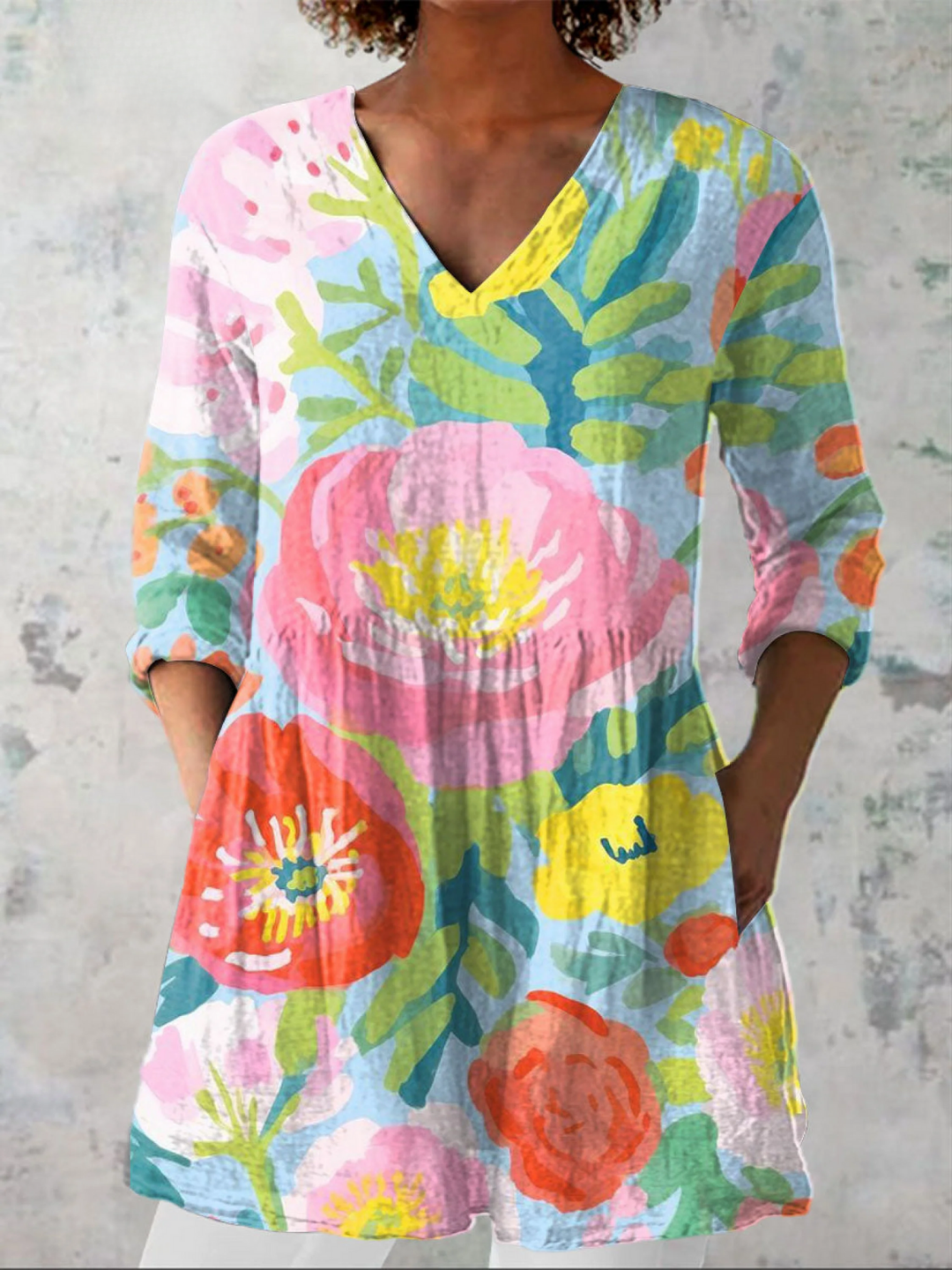 HELENE | LONG V-NECK BLOUSE FOR WOMEN