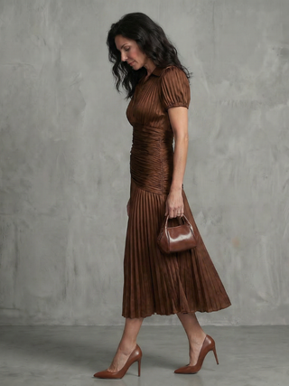 THEODORA | PLEATED WAISTLINE MIDI DRESS FOR WOMEN