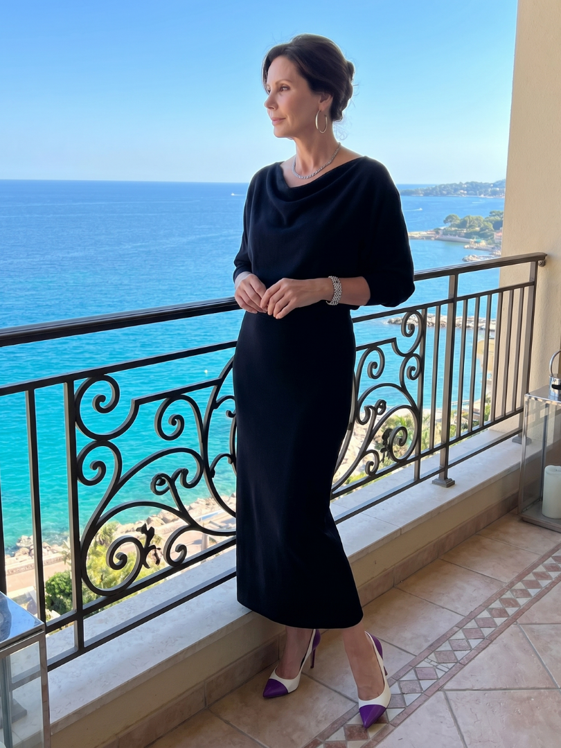 ROMY | DRAPED NECKLINE MIDI DRESS FOR WOMEN