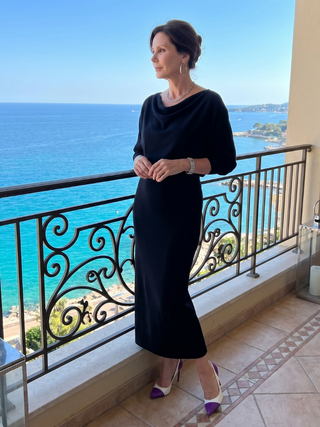 ROMY | DRAPED NECKLINE MIDI DRESS FOR WOMEN