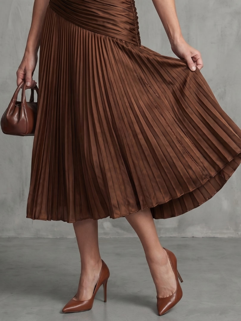 THEODORA | PLEATED WAISTLINE MIDI DRESS FOR WOMEN