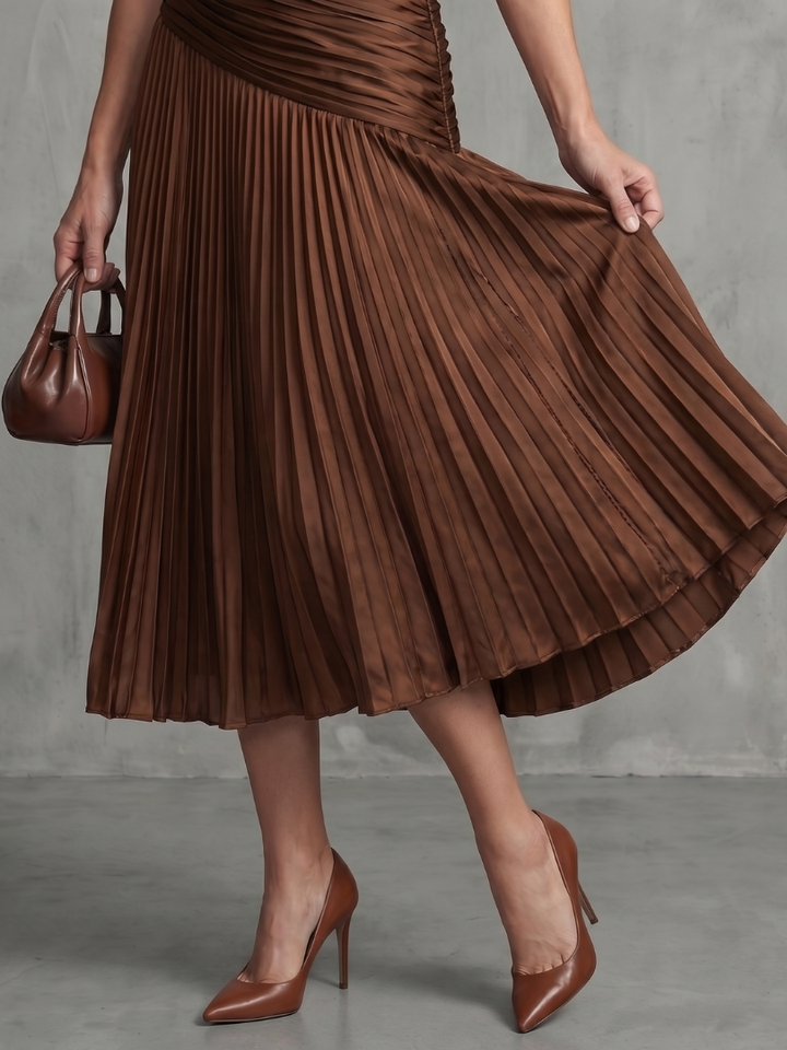 THEODORA | PLEATED WAISTLINE MIDI DRESS FOR WOMEN