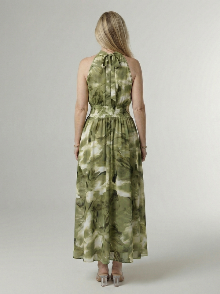 SYLIN | GATHERED HALTER MIDI DRESS FOR WOMEN