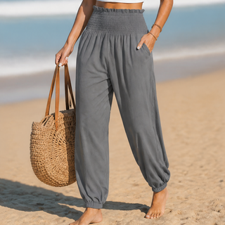 BREESA | SMOCKED HIGH-WAIST SUMMER PANTS FOR WOMEN