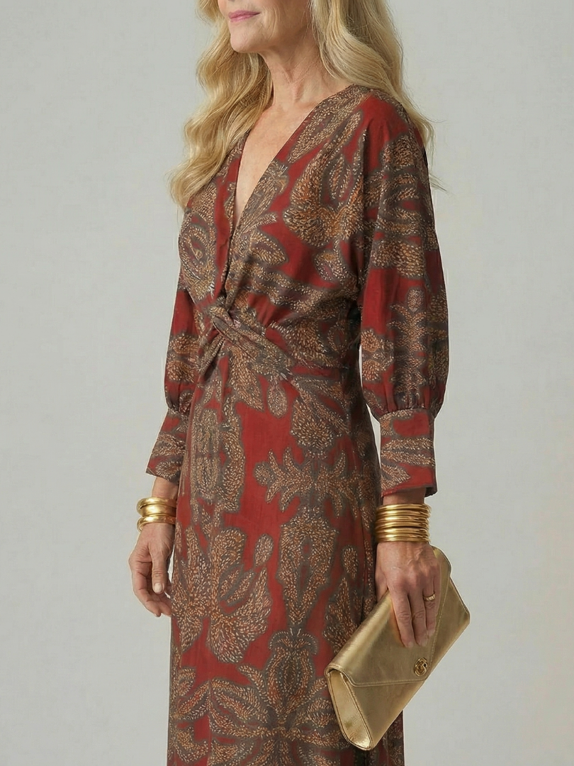 LUNE | NATURAL WRAP MIDI DRESS FOR WOMEN