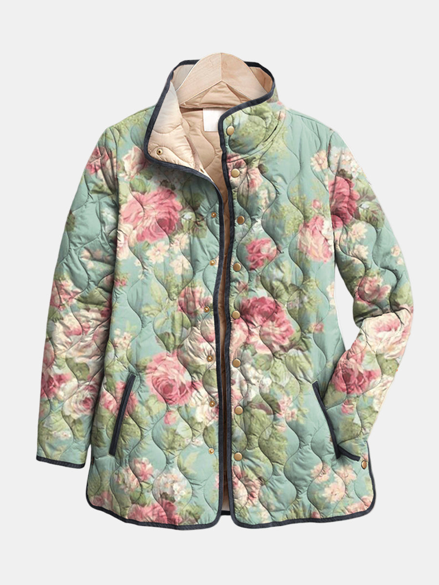 CARYS | RETRO FLORAL QUILTED JACKET FOR WOMEN