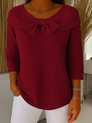 LENA | BOW ROUND NECKLINE SWEATER FOR WOMEN